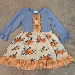 Little girls long sleeve pumpkin dress